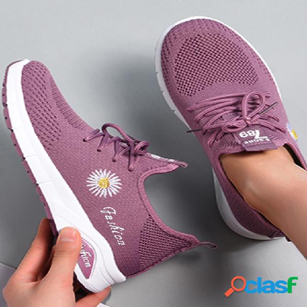 Mulheres Daisy Decor Comfy Wearbale respirável Casual