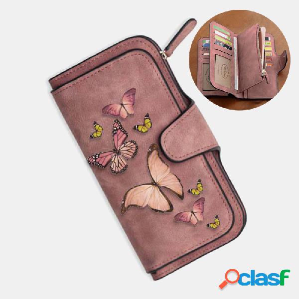 Mulheres borboleta quatro dobre carteira carteira 14 slot