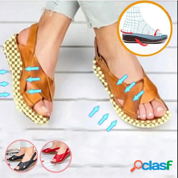 Mulheres cinta traseira Gancho laço confortável peep toe