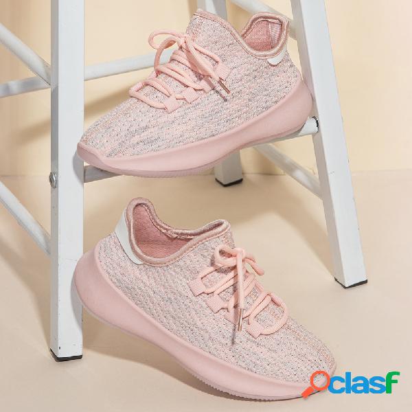 Mulheres cor sólida lace up confortável Soft tênis de