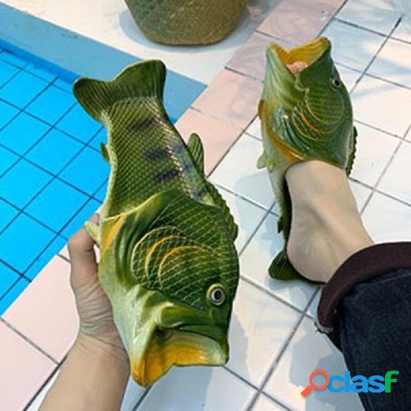 Mulheres engraçado peixe forma casuais Praia chinelos