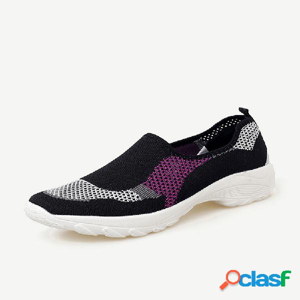 Mulheres esportes malha confortável sapatos de plataforma