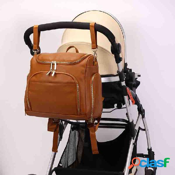 Mulheres pu múmia casual e crianças patchwork mochila