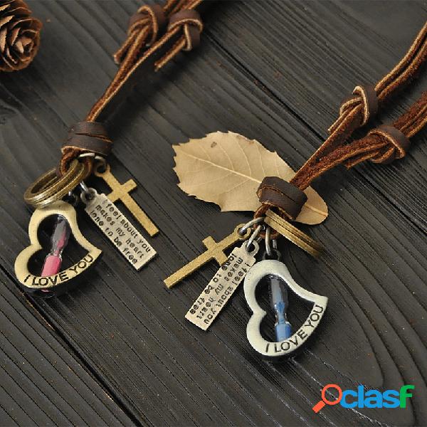 Personalidade da moda Colar de casal de couro Casal Amor
