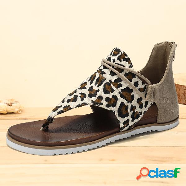 Plus Tamanho Mulheres Casual Leopard Padrão Clipe Toe