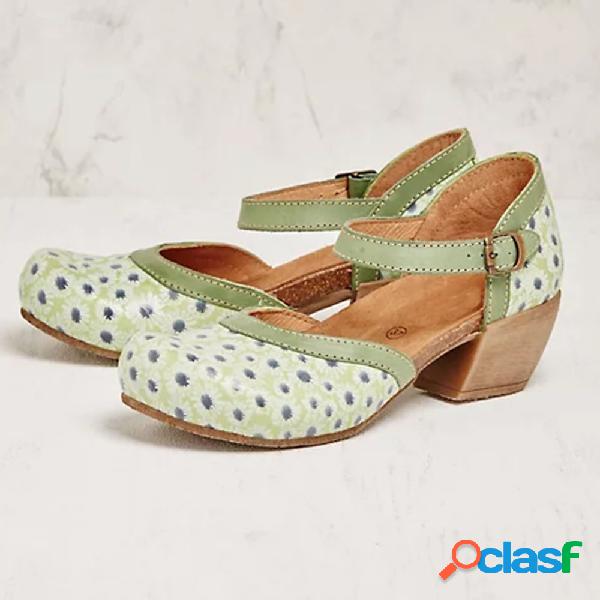 Plus Tamanho Mulheres Retro Fechado Toe Buckle D'Orsay