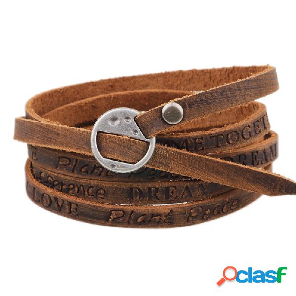 Punk PU pulseira antiga em couro pulseira de amor mola de