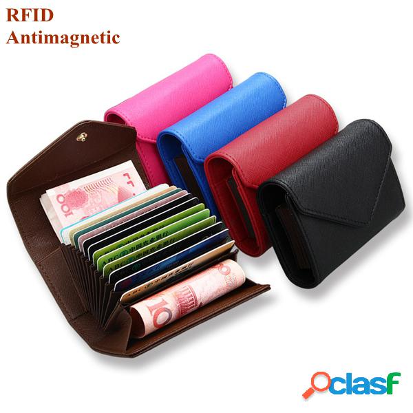 RFID Bolsa Pura de Moeda Couro de Microfibra Multi Ranhuras