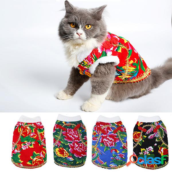 Roupa chinesa do traje do animal de estimação do cão