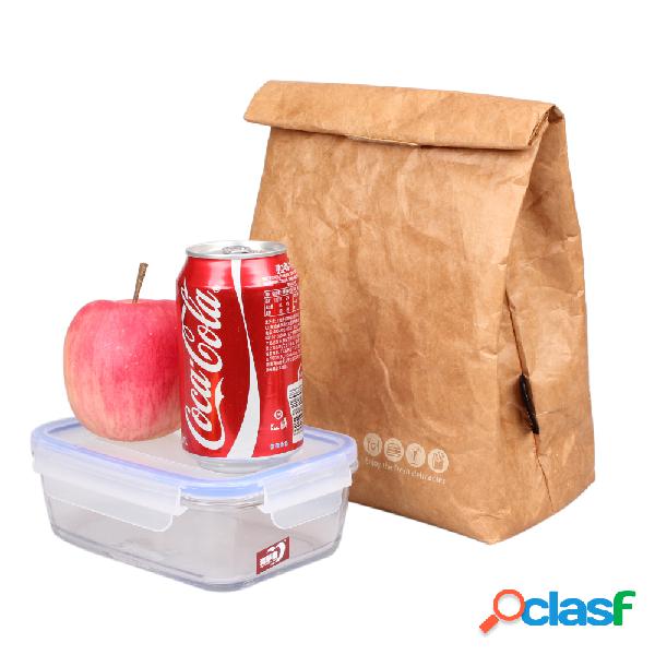 Saco de almoço de papel marrom 6L saco caixa reutilizável