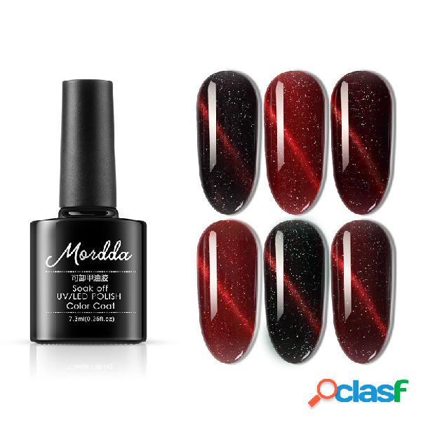 Sereia 3D Vermelho Cat Eye Nail Polish Cola Necessário
