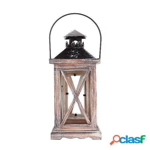 Suporte de vela de madeira vintage lanterna mesa de