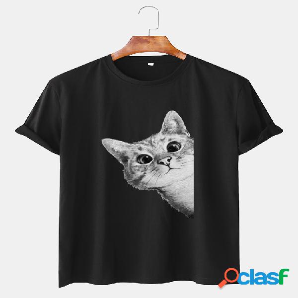 T-shirt de algodão de manga curta para homens