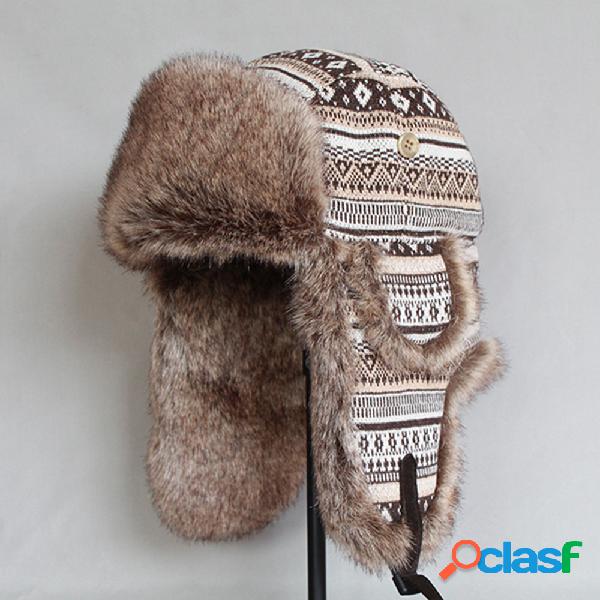Trapper Chapéu Inverno impresso retrô russo Chapéu