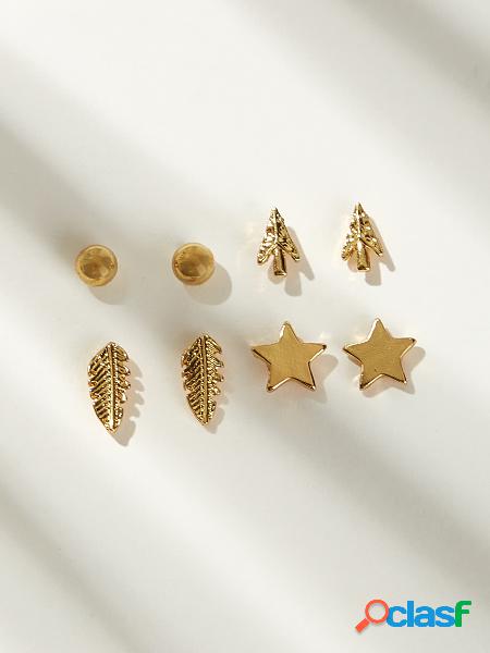 Trendy 4 Pcs Brinco Stud Set Estrela Deixa Seta de Metal