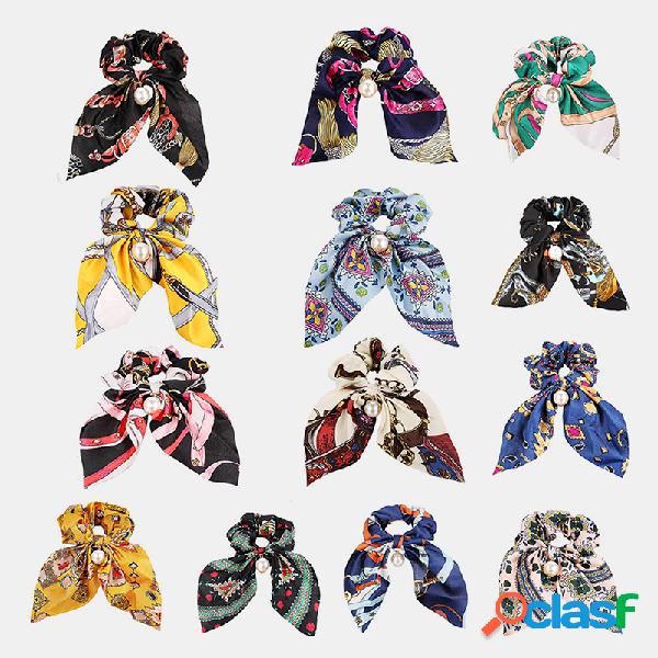Trendy Bow Flâmulas Cabelo Anel Pérola Pingente Bow Cabelo