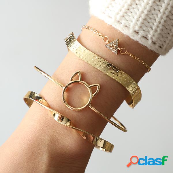 Trendy Geometric Hollow Round Conjunto de pulseira de