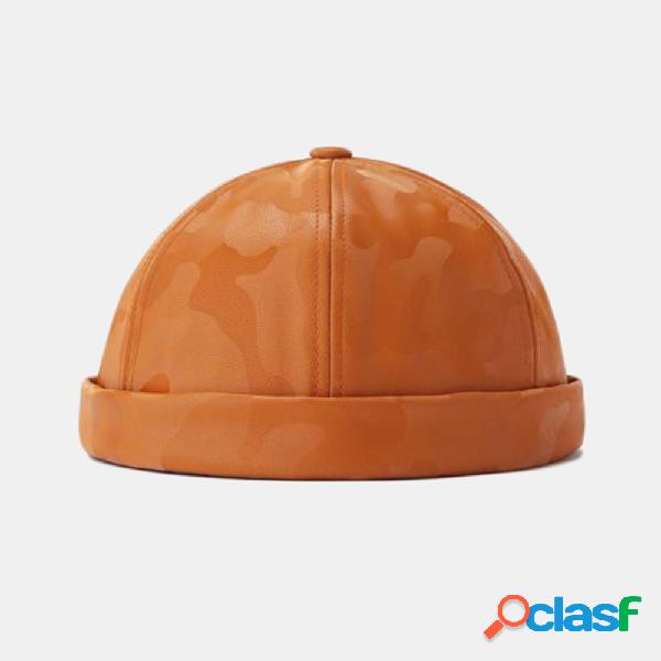Unisex Camo Street Couro Hip Hop Caveira Caps Retro Brimless