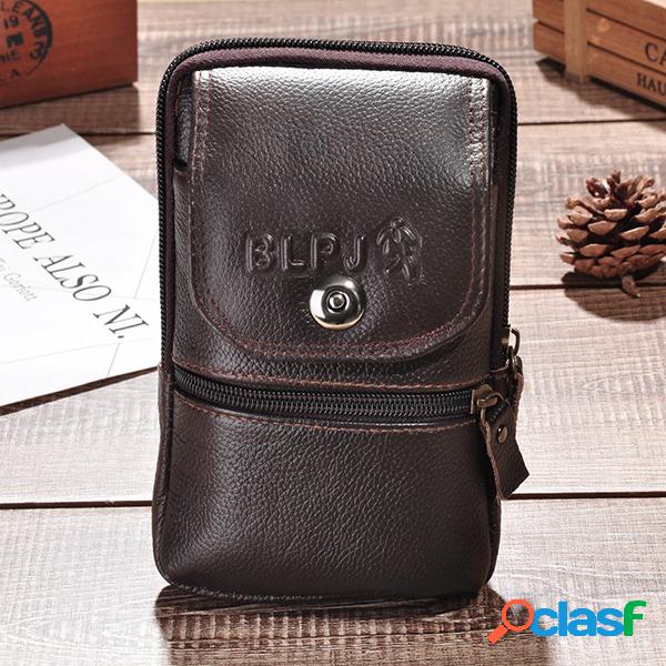 Vintage Couro Genuíno 6 Polegada Telefone Bolsa Cintura