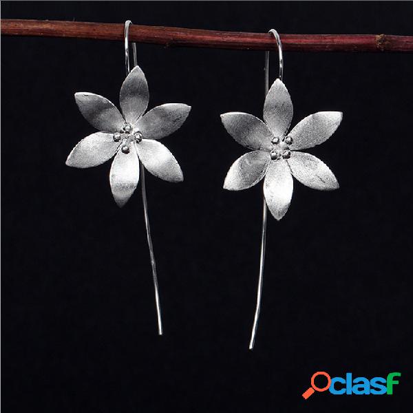 Vintage Orelha Drop Brincos 925 prata esterlina flor oscila