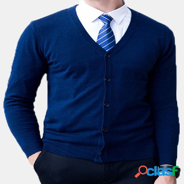 yanyuanlong 100% Lã Casaco Tricotado Casual Profissional
