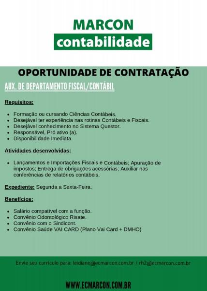 AUX. DE DEPARTAMENTO FISCAL/CONTÁBIL