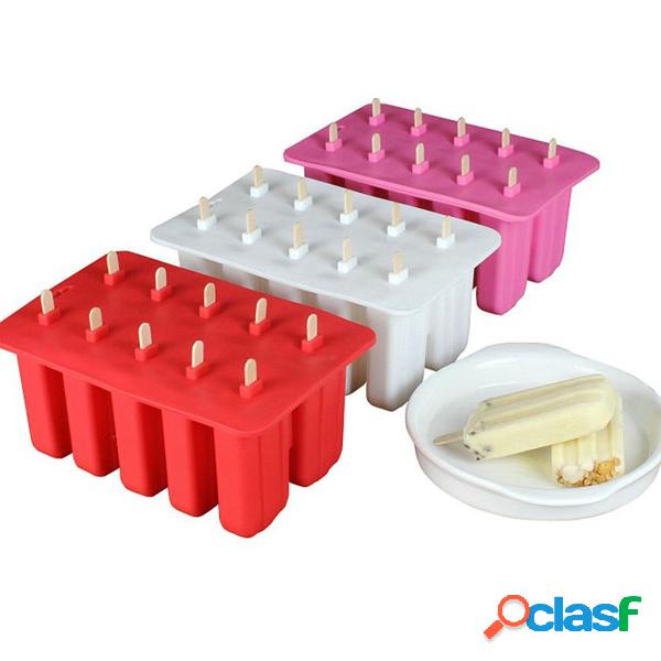 10 Grades Molde de Silicone Para Picolé Sorvete