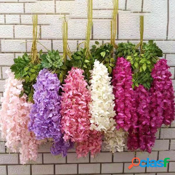 12 pçs / set 100 cm flores artificiais glicínias de seda