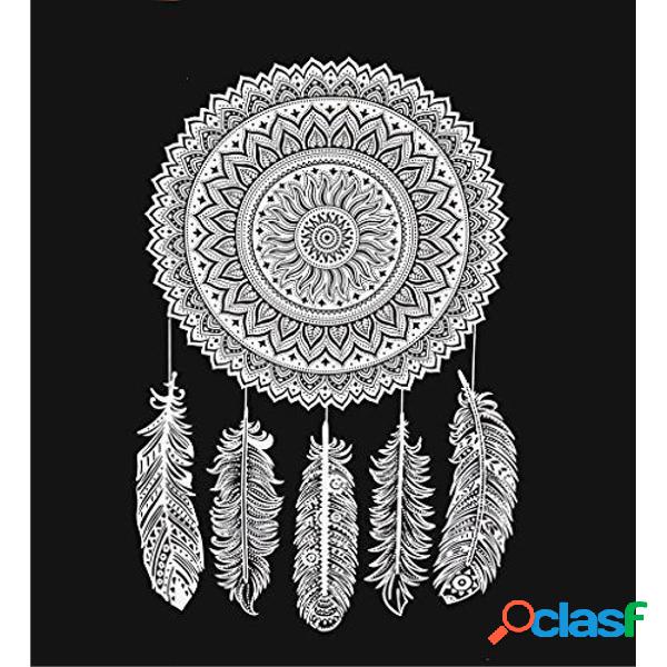 210x145cm Dream Catcher Preto e branco Mandala Tapestry Wall
