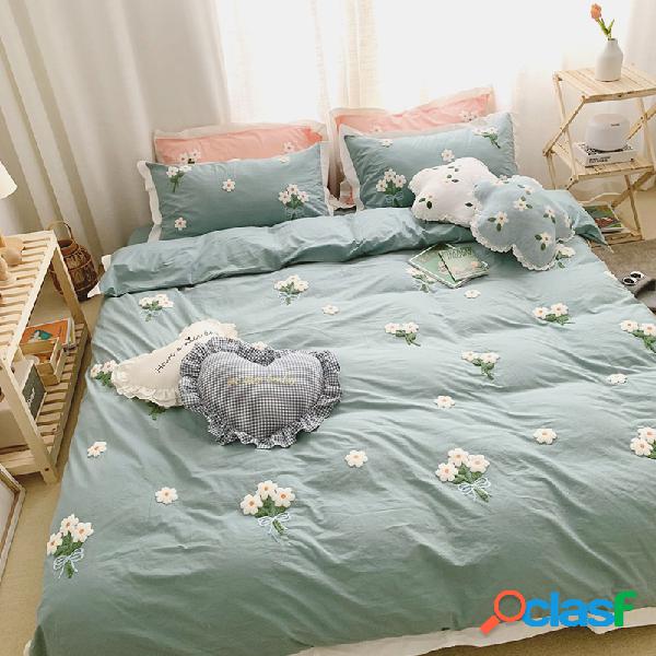 3/4 Pcs 100% Algodão Ins Conjunto de Cama de Algodão