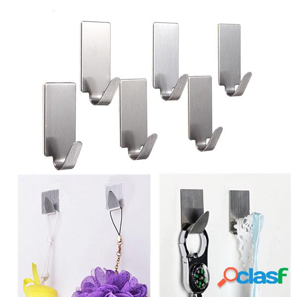 6pcs aço inoxidável adesivo roupas cabide gancho porta