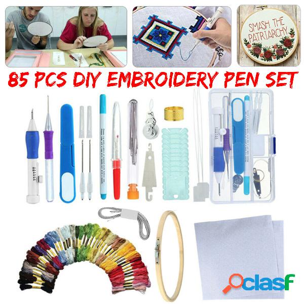 85 pçs / set Bordado Starter Punch Kit Agulha Ofício