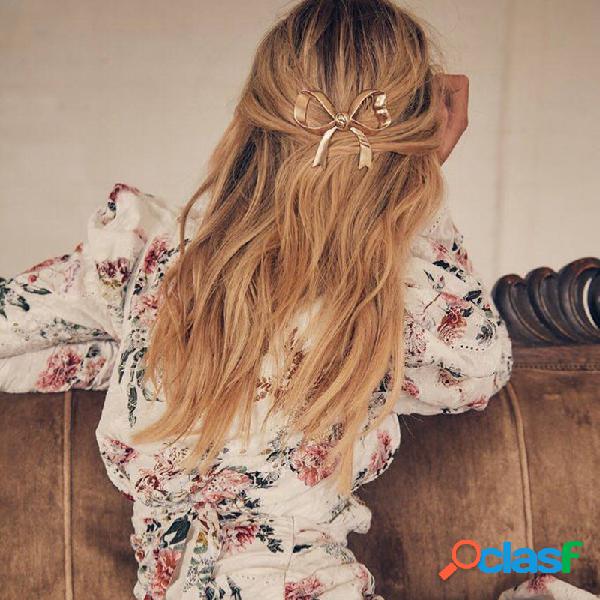 Arco estereoscópico banhado a ouro na moda Cabelo Clip