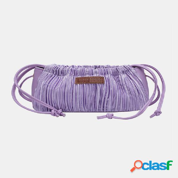 Bolinho de massa plissado sólido Bolsa Crossbody Bolsa