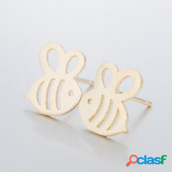 Bonito Oco Abelhas Brincos de Prata de Ouro Doce Inseto Ear