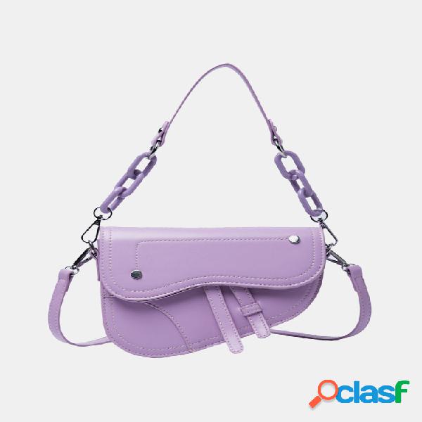 Cadeias de mulheres Hasp Saddle Bolsa Crossbody Bolsa Ombro