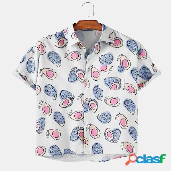 Camisas de manga curta casual de algodão de impressão de