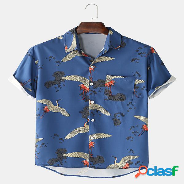 Camisas masculinas ocasionais da luva do algodão do