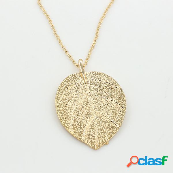 Colares de pingente de folha de ouro na moda colares de