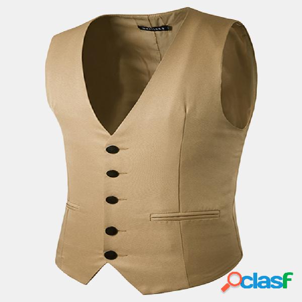 Colete Casual Formal Profissional de Moda Ajuste Fino Cor