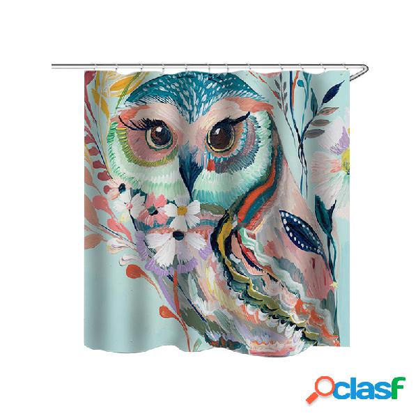 Coruja Impresso Cortina de Chuveiro Não-Slip Tapete Três