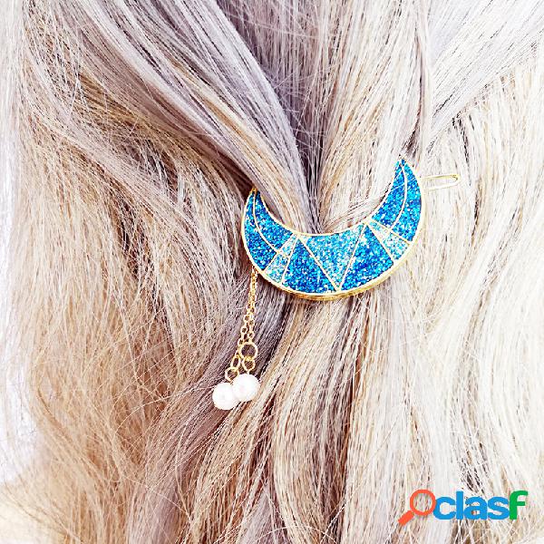 Doce Brilhante Lua Beads Borlas Pingente Charme Grampo de