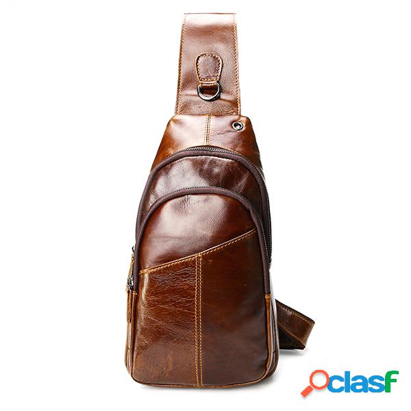Ekphero Bolsa Vintage Transversal Masculina de Peito Couro