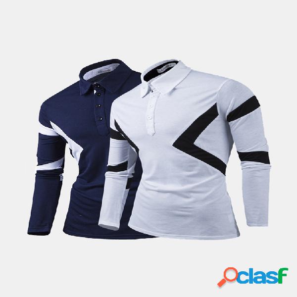 Hit Color Retro Henry Collar Slim Camisas de golfe de manga