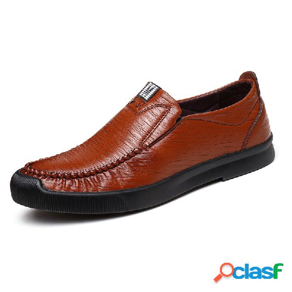 Homens Comfy Soft Low Top deslizamento de couro em Loafers