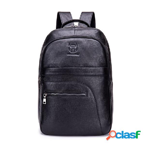 Homens Couro Genuíno Mochila Grande Capacidade Bolsa
