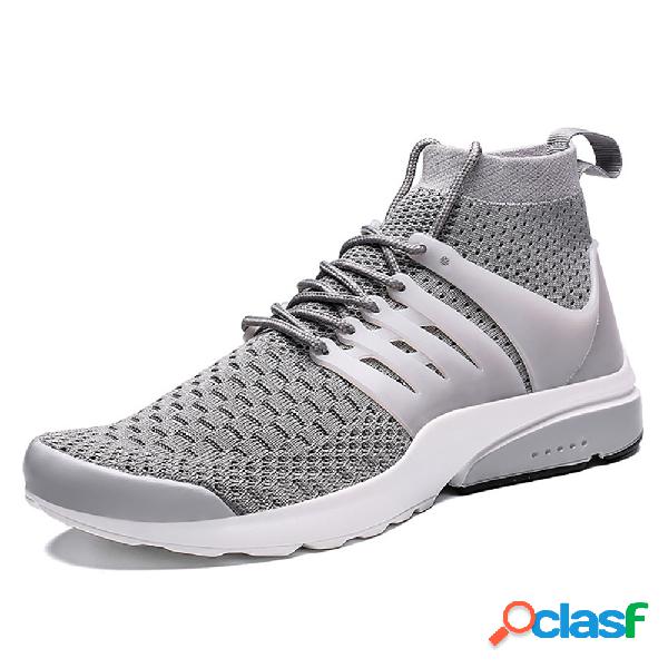 Homens De Malha Fabirc Comfy Respirável Lace Up Casual