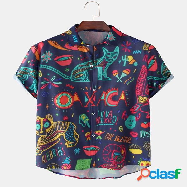 Homens Fun Graffiti Halloween Impresso Casual Curvo Hem