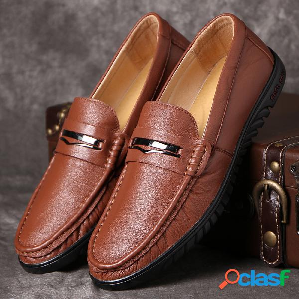 Homens Mocassim Toe Comfy Soft Único Deslizamento Em