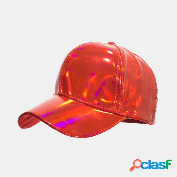Homens Mulheres PU Pure Color Versão Laser Baseball Cap Sun